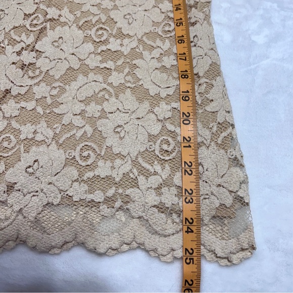 Cabi Cream Lace Overlay Blouse - Boho Cottagecore V-Neck Elbow Sleeve Size Large - Picture 7 of 7